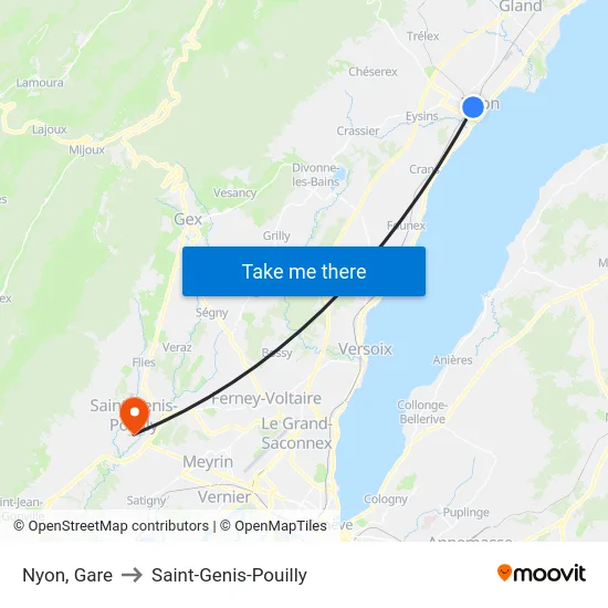 Nyon, Gare to Saint-Genis-Pouilly map