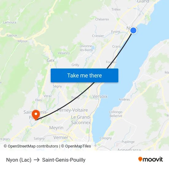 Nyon (Lac) to Saint-Genis-Pouilly map