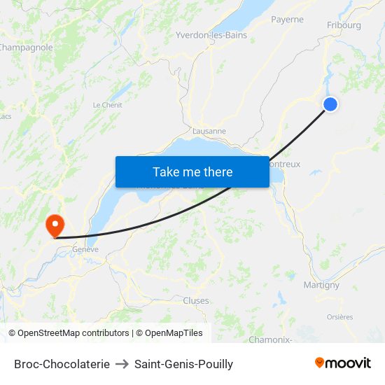 Broc-Chocolaterie to Saint-Genis-Pouilly map