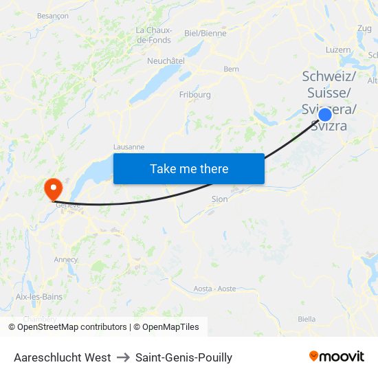 Aareschlucht West to Saint-Genis-Pouilly map