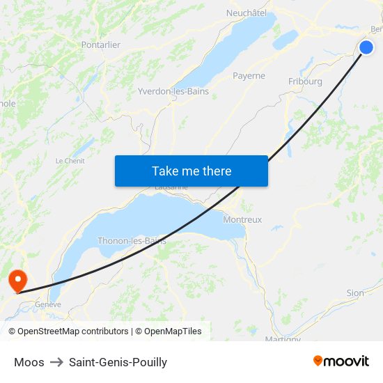 Moos to Saint-Genis-Pouilly map