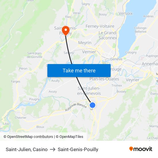 Saint-Julien, Casino to Saint-Genis-Pouilly map