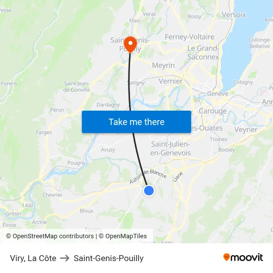 Viry, La Côte to Saint-Genis-Pouilly map
