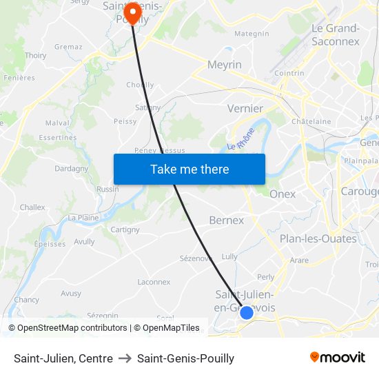 Saint-Julien, Centre to Saint-Genis-Pouilly map