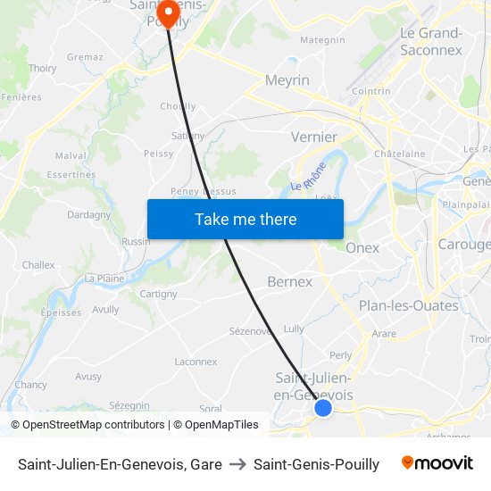 Saint-Julien-En-Genevois, Gare to Saint-Genis-Pouilly map