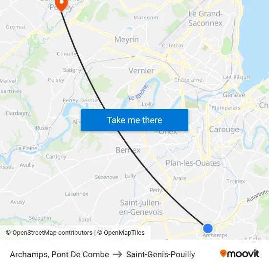 Archamps, Pont De Combe to Saint-Genis-Pouilly map