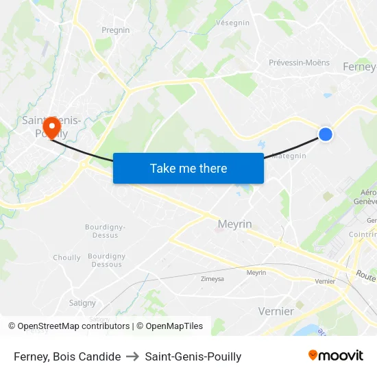 Ferney, Bois Candide to Saint-Genis-Pouilly map