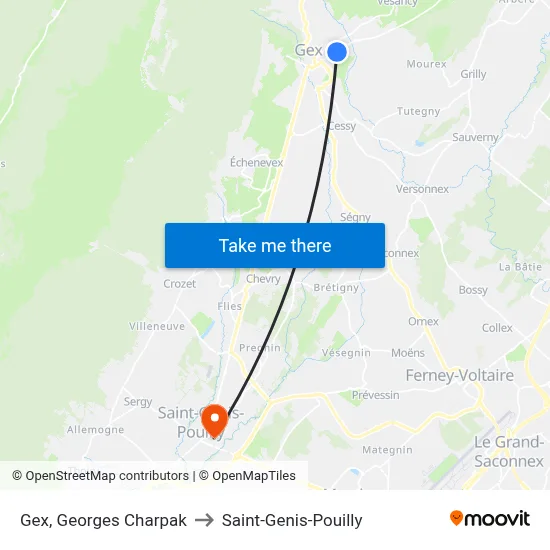 Gex, Georges Charpak to Saint-Genis-Pouilly map
