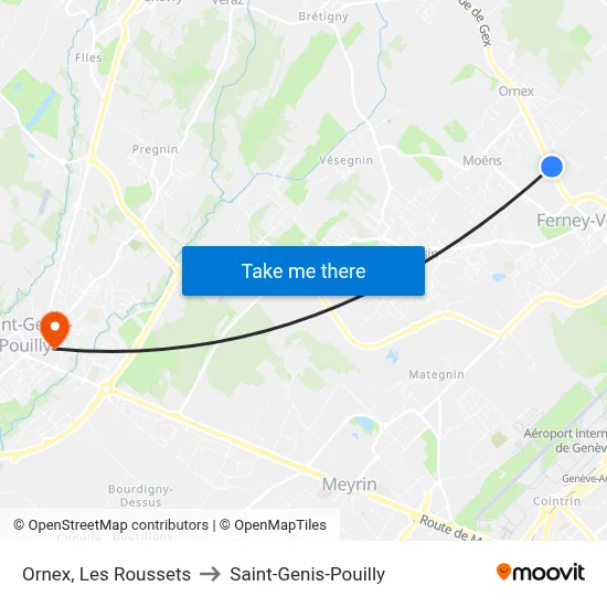 Ornex, Les Roussets to Saint-Genis-Pouilly map