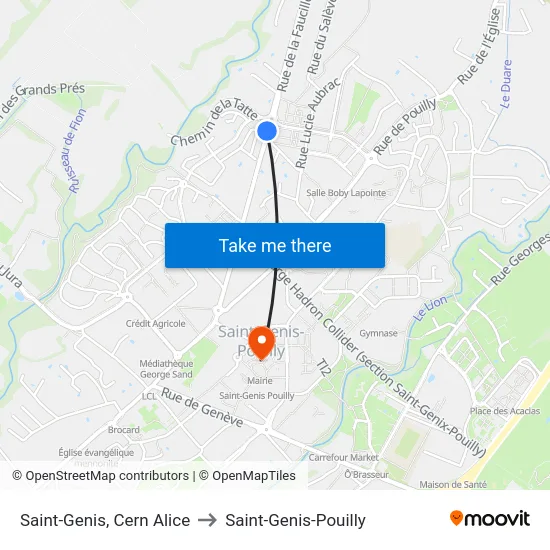 Saint-Genis, Cern Alice to Saint-Genis-Pouilly map