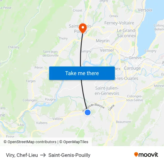 Viry, Chef-Lieu to Saint-Genis-Pouilly map