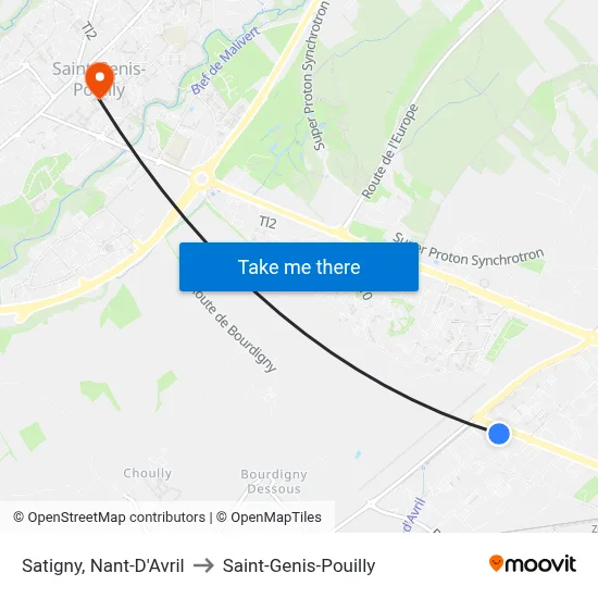 Satigny, Nant-D'Avril to Saint-Genis-Pouilly map