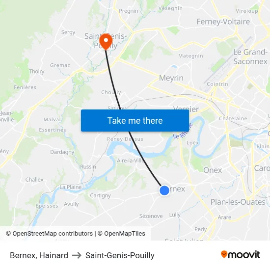 Bernex, Hainard to Saint-Genis-Pouilly map