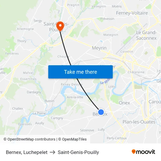 Bernex, Luchepelet to Saint-Genis-Pouilly map