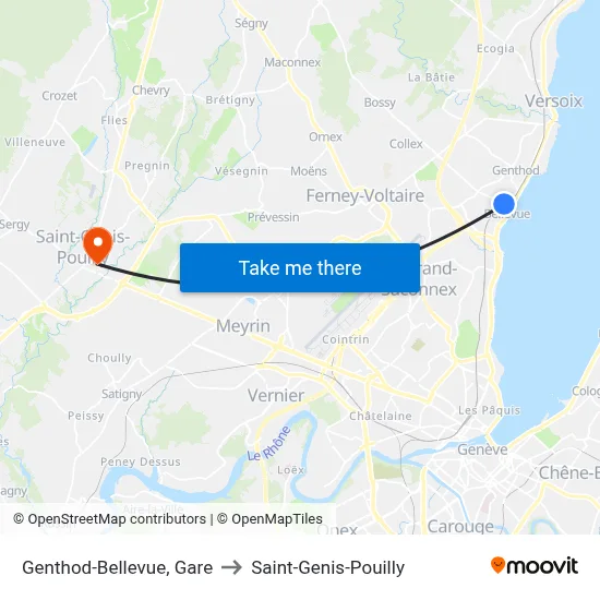 Genthod-Bellevue, Gare to Saint-Genis-Pouilly map