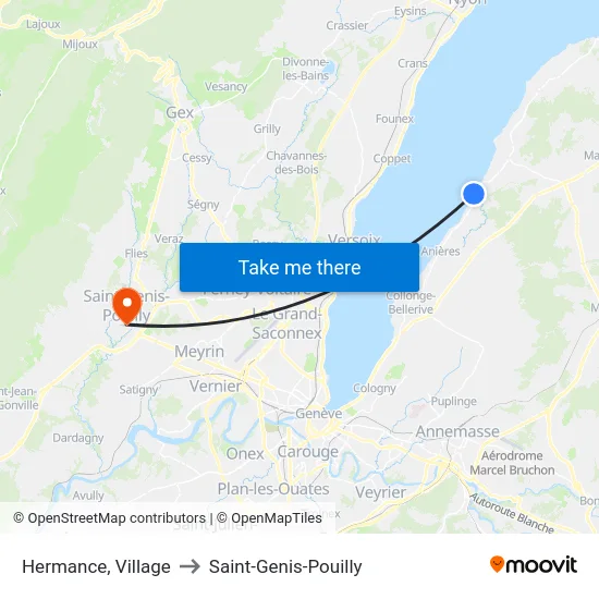Hermance (Lac) to Saint-Genis-Pouilly map