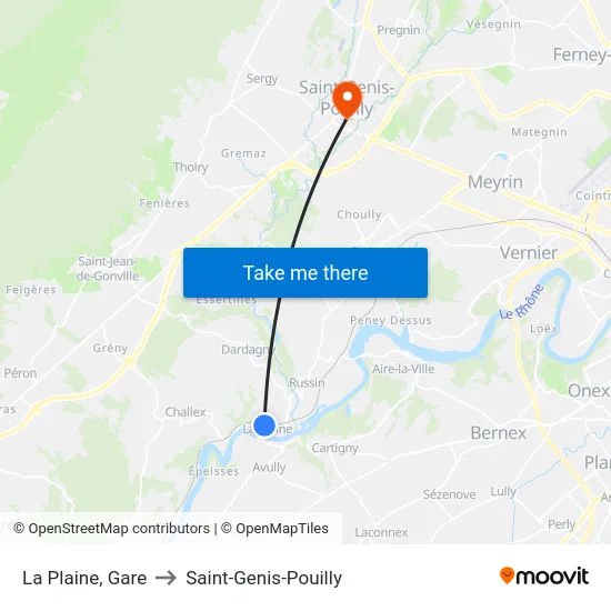 La Plaine, Gare to Saint-Genis-Pouilly map