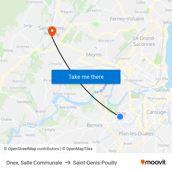 Onex, Salle Communale to Saint-Genis-Pouilly map