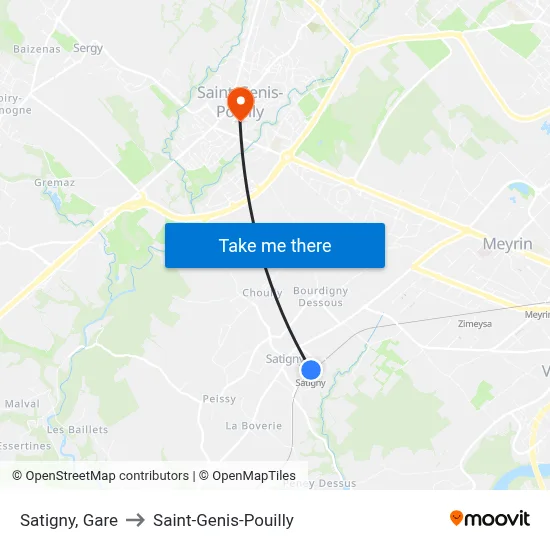 Satigny, Gare to Saint-Genis-Pouilly map