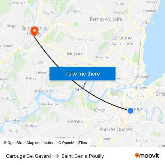 Carouge Ge, Gavard to Saint-Genis-Pouilly map