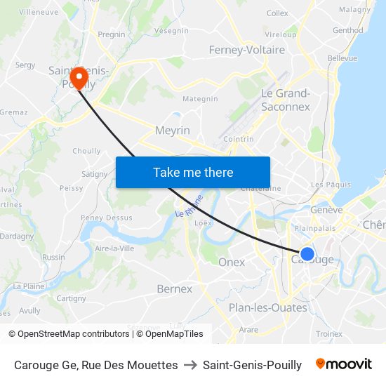 Carouge Ge, Rue Des Mouettes to Saint-Genis-Pouilly map