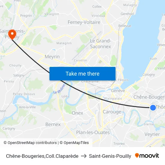 Chêne-Bougeries,Coll.Claparède to Saint-Genis-Pouilly map