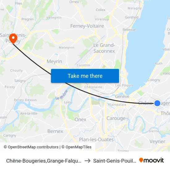 Chêne-Bougeries,Grange-Falquet to Saint-Genis-Pouilly map