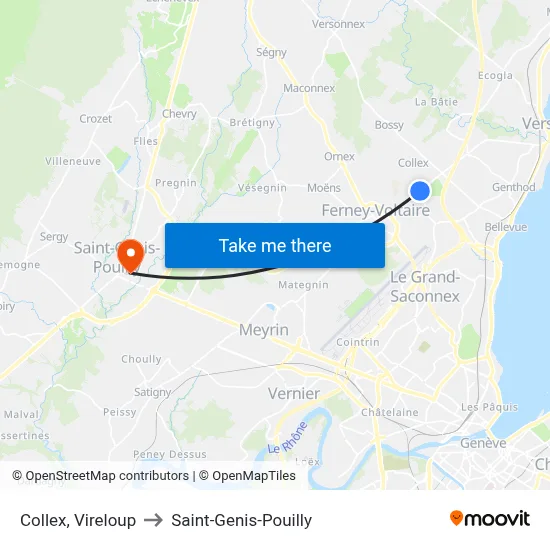Collex, Vireloup to Saint-Genis-Pouilly map