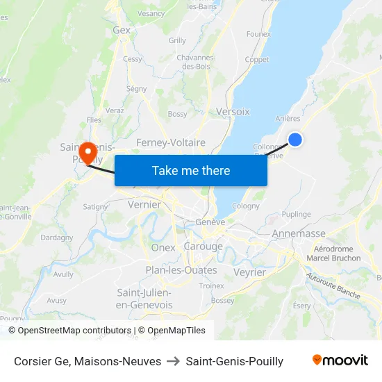 Corsier Ge, Maisons-Neuves to Saint-Genis-Pouilly map