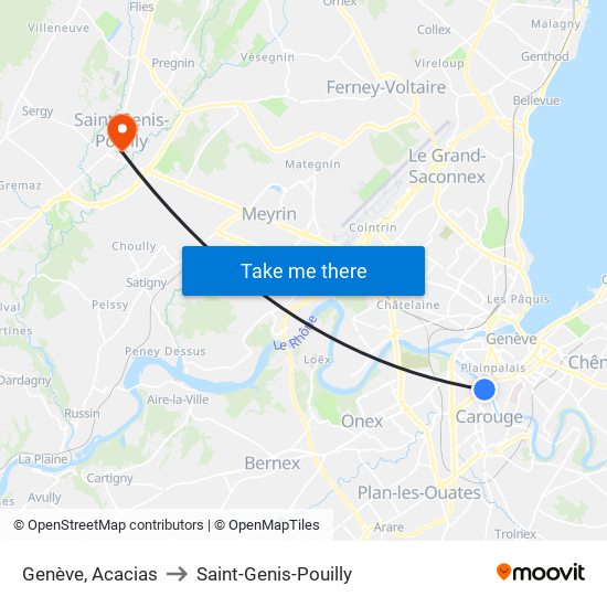 Genève, Acacias to Saint-Genis-Pouilly map