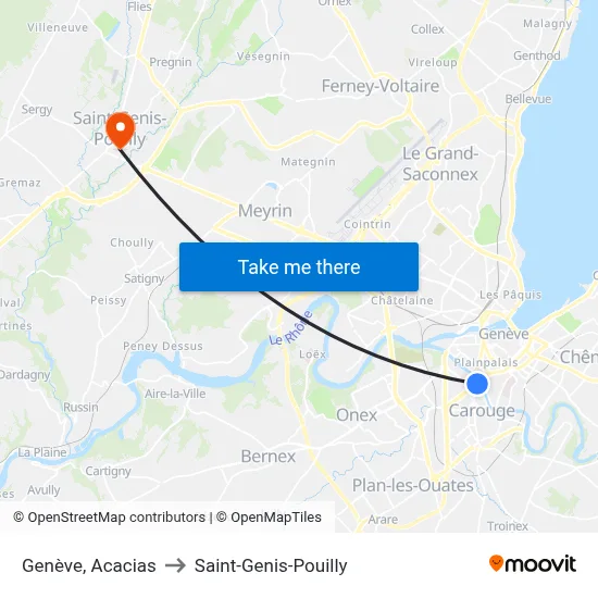 Genève, Acacias to Saint-Genis-Pouilly map