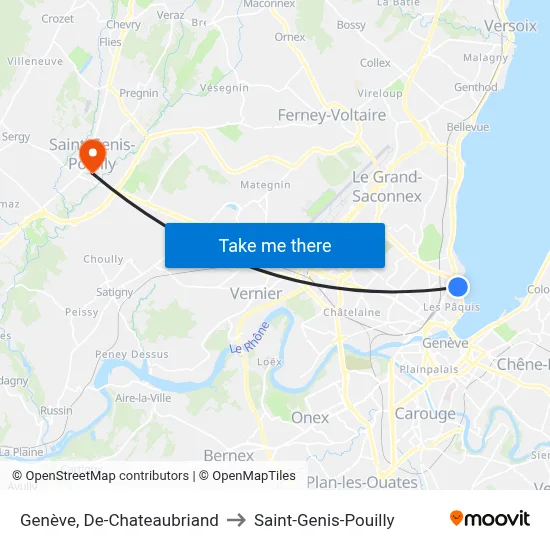 Genève, De-Chateaubriand to Saint-Genis-Pouilly map