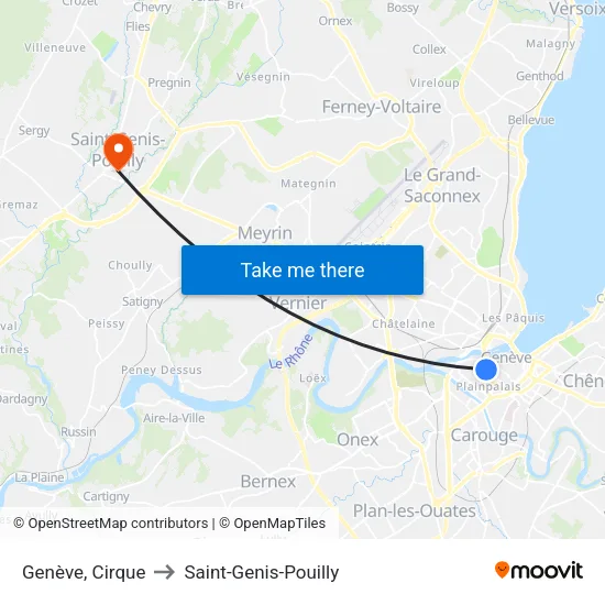 Genève, Cirque to Saint-Genis-Pouilly map