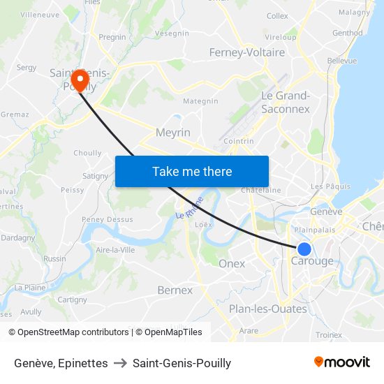 Genève, Epinettes to Saint-Genis-Pouilly map