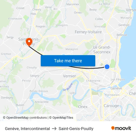Genève, Intercontinental to Saint-Genis-Pouilly map