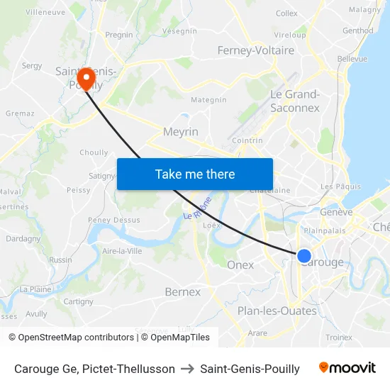 Carouge Ge, Pictet-Thellusson to Saint-Genis-Pouilly map