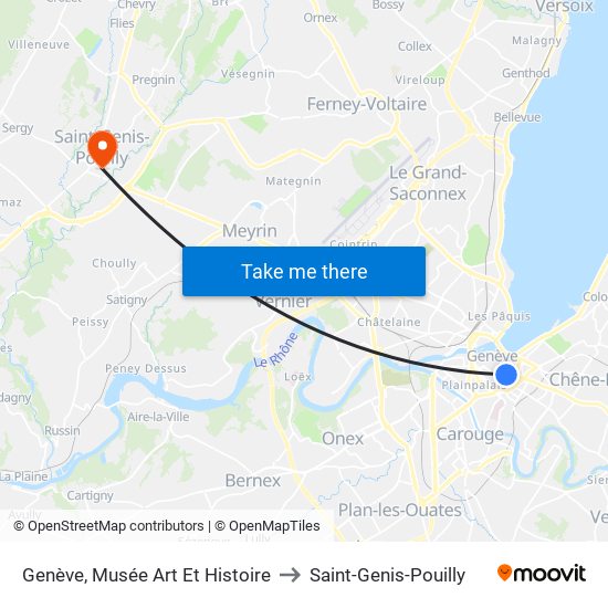 Genève, Musée Art Et Histoire to Saint-Genis-Pouilly map