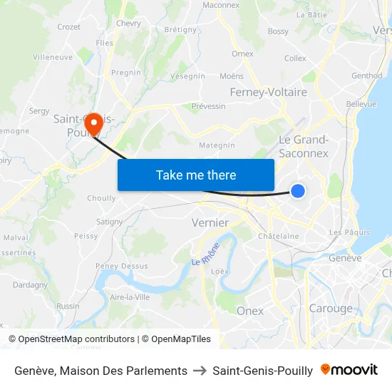 Genève, Maison Des Parlements to Saint-Genis-Pouilly map