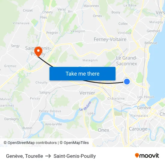 Genève, Tourelle to Saint-Genis-Pouilly map