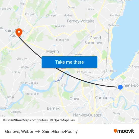 Genève, Weber to Saint-Genis-Pouilly map