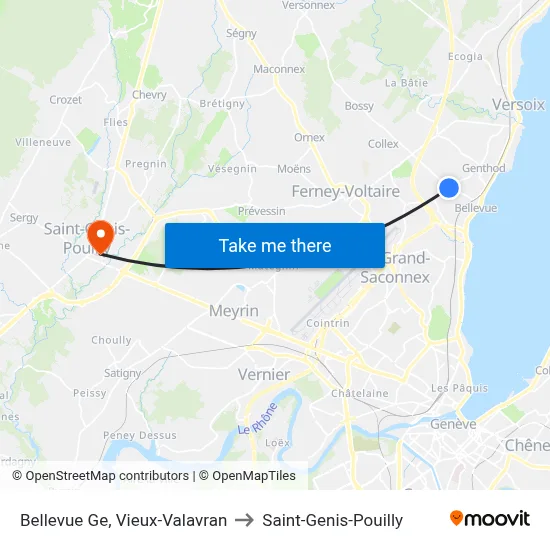 Bellevue Ge, Vieux-Valavran to Saint-Genis-Pouilly map