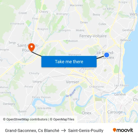 Grand-Saconnex, Cs Blanché to Saint-Genis-Pouilly map
