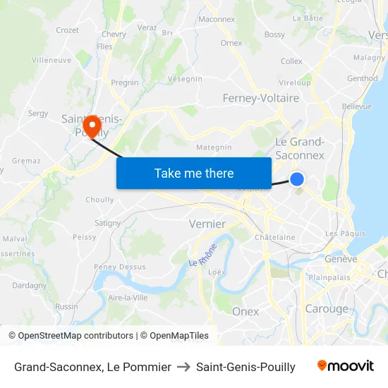 Grand-Saconnex, Le Pommier to Saint-Genis-Pouilly map