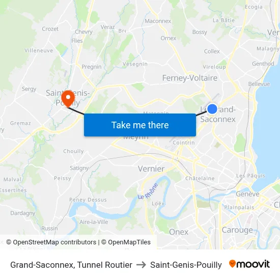 Grand-Saconnex, Tunnel Routier to Saint-Genis-Pouilly map
