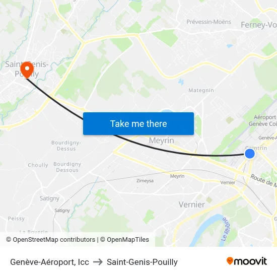 Genève-Aéroport, Icc to Saint-Genis-Pouilly map