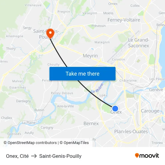 Onex, Cité to Saint-Genis-Pouilly map