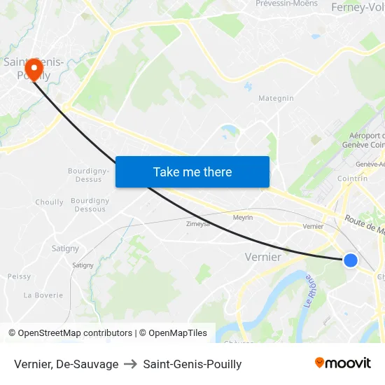 Vernier, De-Sauvage to Saint-Genis-Pouilly map