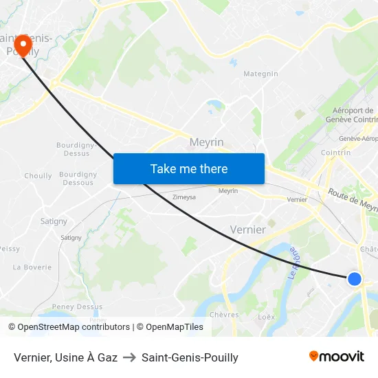 Vernier, Usine À Gaz to Saint-Genis-Pouilly map