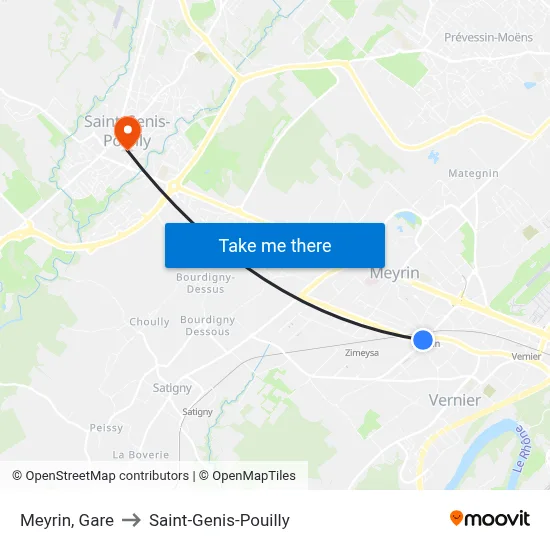 Meyrin, Gare to Saint-Genis-Pouilly map