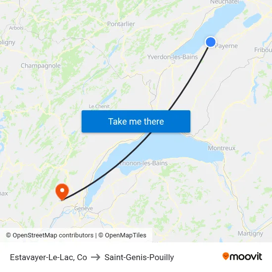 Estavayer-Le-Lac, Co to Saint-Genis-Pouilly map